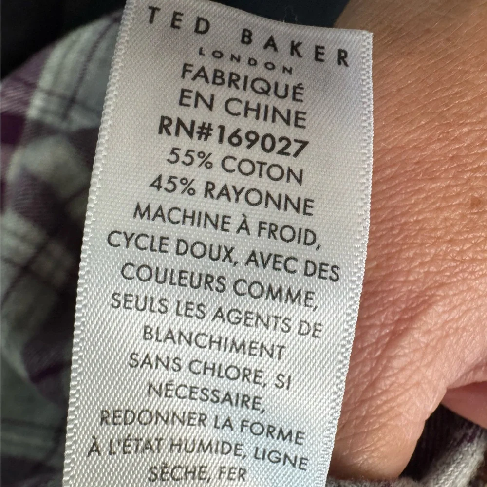 TED BAKER Flannel Night Shirt Plaid Button-Up Shirt Dress